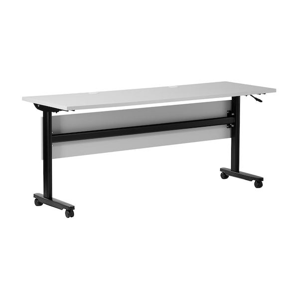 Flash Furniture Palmer 72in. x 24in. HD Nesting Table w/T-Legs, Modesty Panel, 1in. Thick Gray Tabletop, Blk Frame MT-M7224-T-LEG-GRYBLK-GG - main
